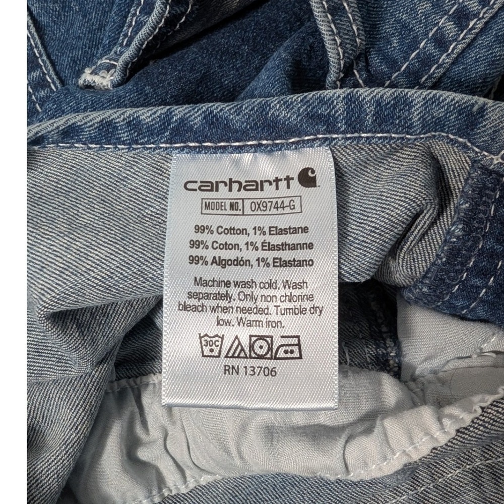 Carhartt Shortall Overalls Girls Size 8 Blue Denim Heart Buttons OX9744-G - Picture 8 of 8